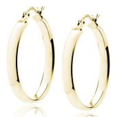 Cercei rotunzi argint placati cu aur galben Ø30 mm x 4 mm Classic Hoops DiAmanti KHV430G-DIA